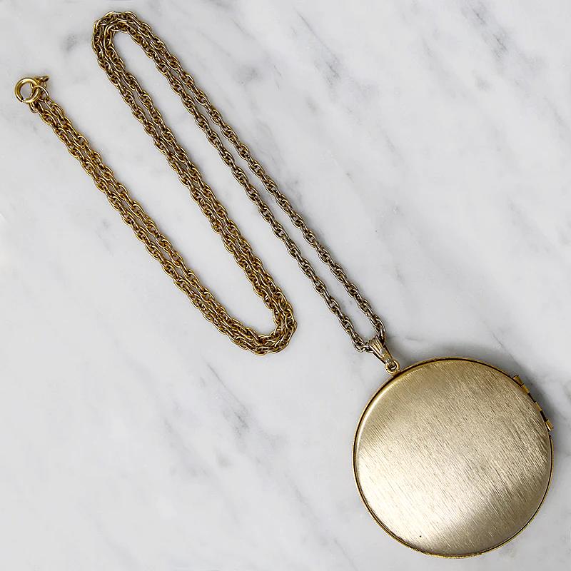 Large 1970s Locket with Black Enameled Detail