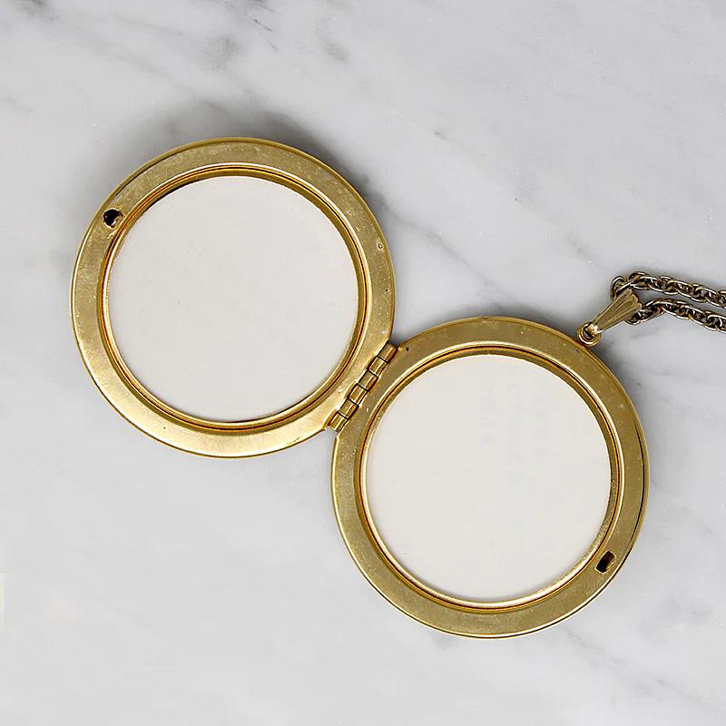 Large 1970s Locket with Black Enameled Detail