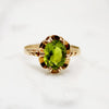 Summery Green Peridot in Flowery Ring