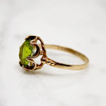 Summery Green Peridot in Flowery Ring