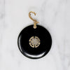 Inky Black Onyx Pendant with Gold Details