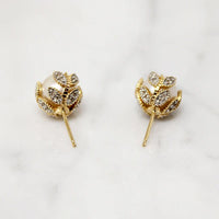 Cultured Pearl Studs in Diamond Spangled Caps