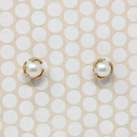Cultured Pearl Studs in Diamond Spangled Caps