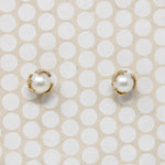 Cultured Pearl Studs in Diamond Spangled Caps