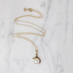 Minimalist Leafy Pearl Pendant in Gold
