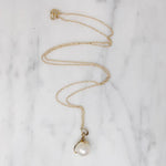 Minimalist Leafy Pearl Pendant in Gold