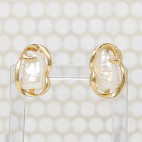 Pillowy Baroque Pearls in Rippling Gold Earrings