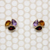 Amethyst Garnet & Citrine Cluster Stud Earrings