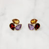 Amethyst Garnet & Citrine Cluster Stud Earrings