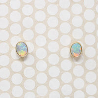 Fiery Opals in 14k Gold Bezel Stud Earrings