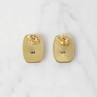 Graphic Opal Inlay in Gold Stud Earrings