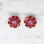 Kaleidoscopic Pink Rhinestone Brooch & Earring Set
