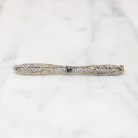 Delicate Montana Sapphire Bar Pin in Platinum & 14k