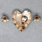 Romantic Retro Silver Gilt Heart Brooch & Earring Set