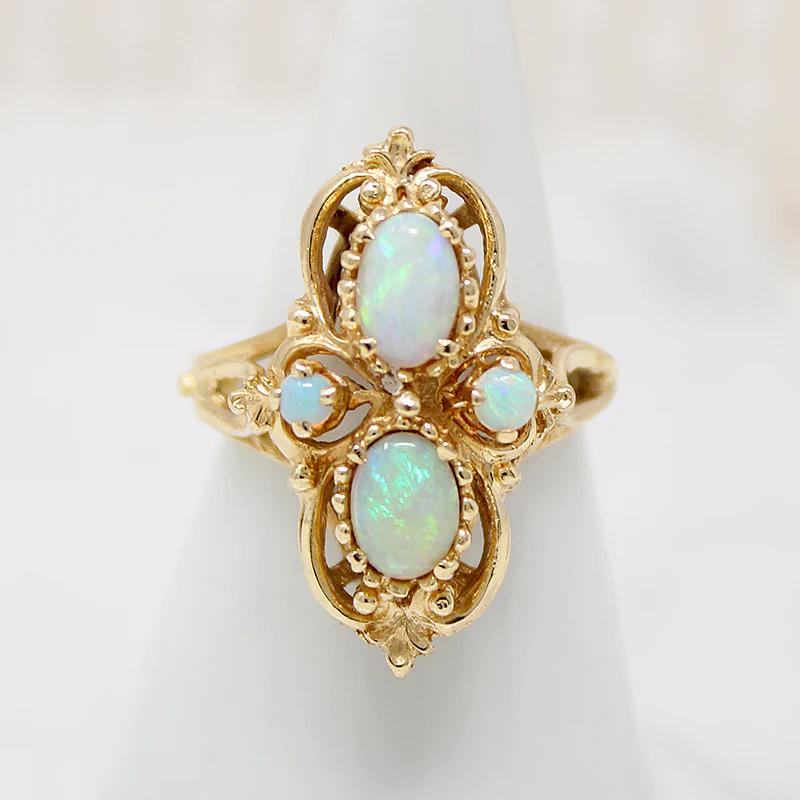 Opulent Victorian Revival Opal Dinner Ring