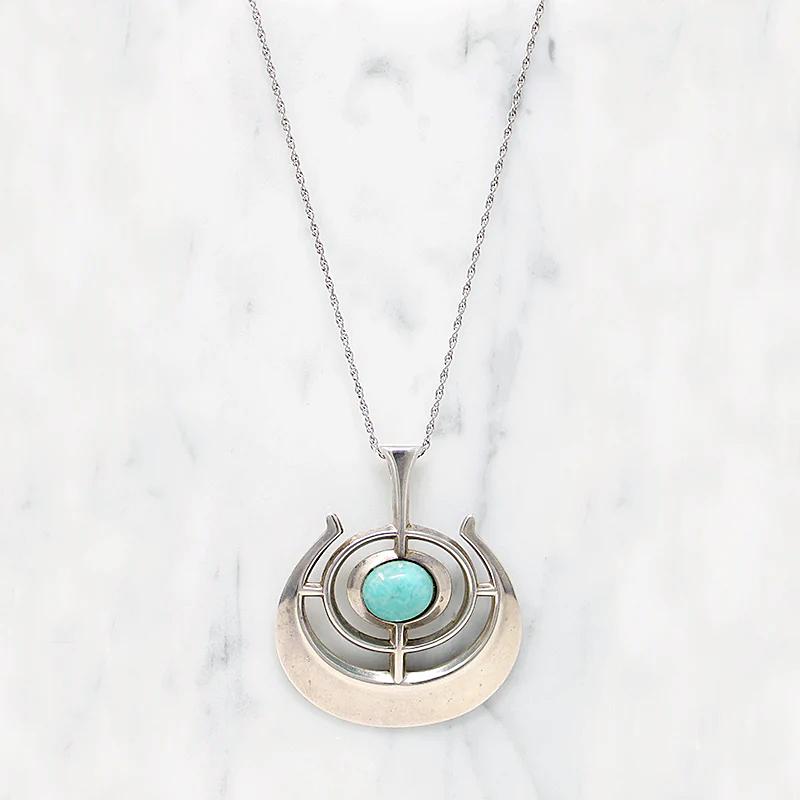 Mid Century Norwegian Sterling & Amazonite Necklace