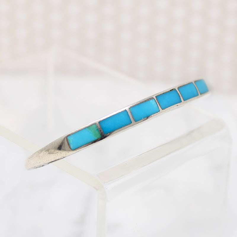 Slim Sterling Cuff with Lucid Blue Turquoise Inlay