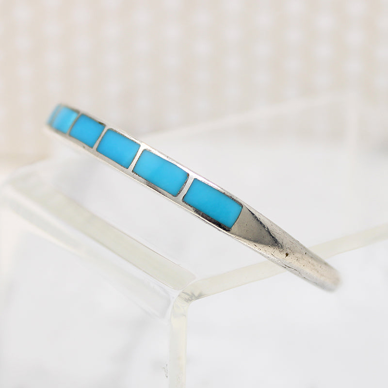 Slim Sterling Cuff with Lucid Blue Turquoise Inlay