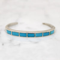 Slim Sterling Cuff with Lucid Blue Turquoise Inlay