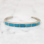 Slim Sterling Cuff with Lucid Blue Turquoise Inlay