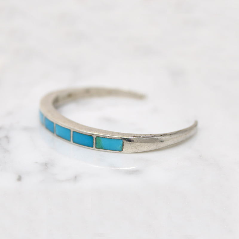 Slim Sterling Cuff with Lucid Blue Turquoise Inlay