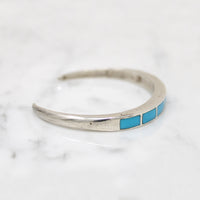 Slim Sterling Cuff with Lucid Blue Turquoise Inlay