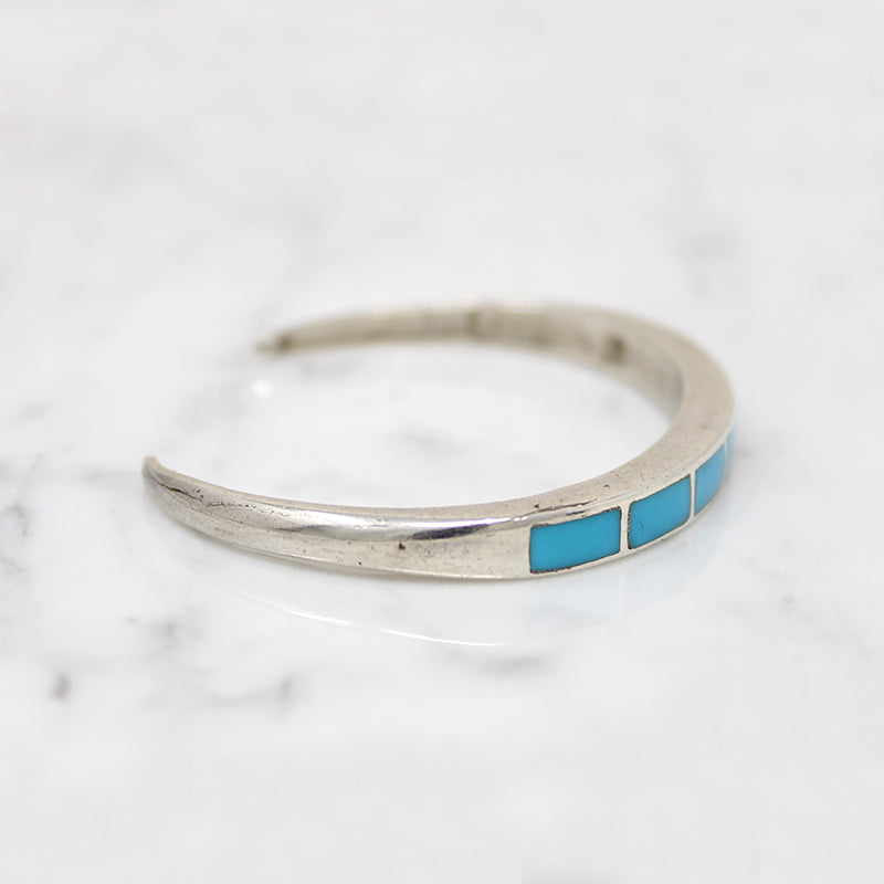 Slim Sterling Cuff with Lucid Blue Turquoise Inlay