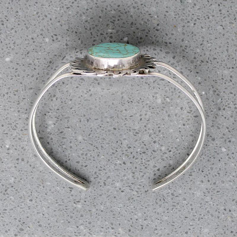 Flaming Sun Silver & Turquoise Mexico City Cuff