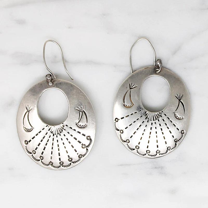 Mid Century Sterling Earrings with Rocker Designs