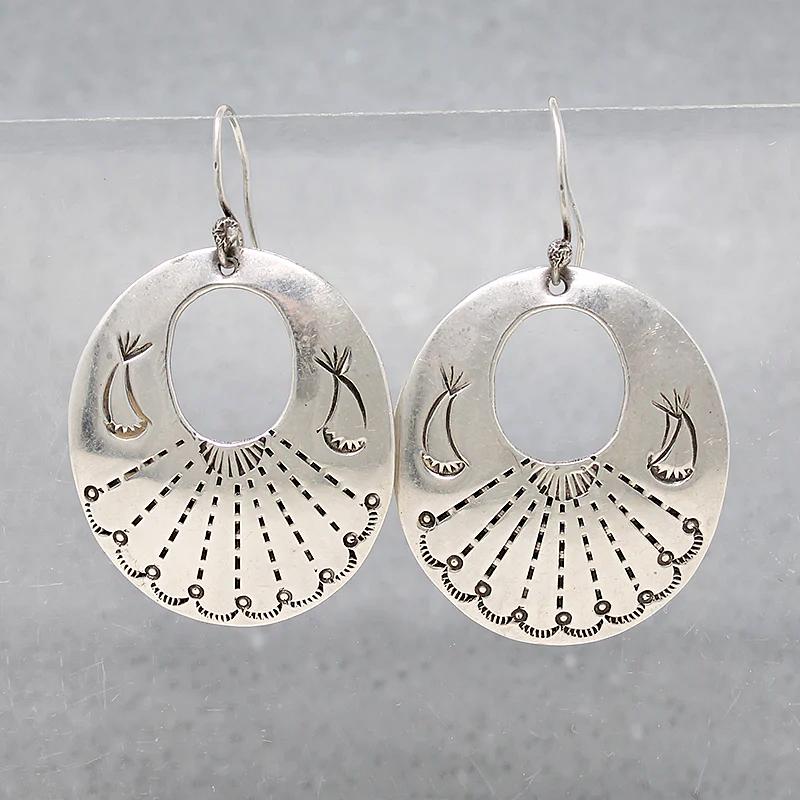 Mid Century Sterling Earrings with Rocker Designs