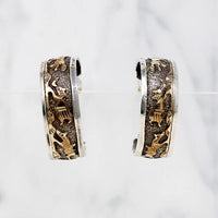 Navajo Storytelling Jewelry Gold Overlay on Sterling Hoops