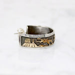 Navajo Storytelling Jewelry Gold Overlay on Sterling Hoops