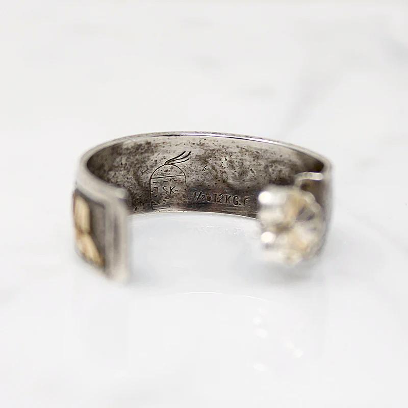Navajo Storytelling Jewelry Gold Overlay on Sterling Hoops