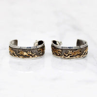 Navajo Storytelling Jewelry Gold Overlay on Sterling Hoops