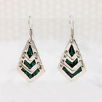 Supple Silver Panel Earrings with Malachite Inlay