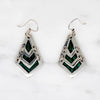 Supple Silver Panel Earrings with Malachite Inlay
