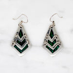 Supple Silver Panel Earrings with Malachite Inlay