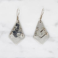 Supple Silver Panel Earrings with Malachite Inlay