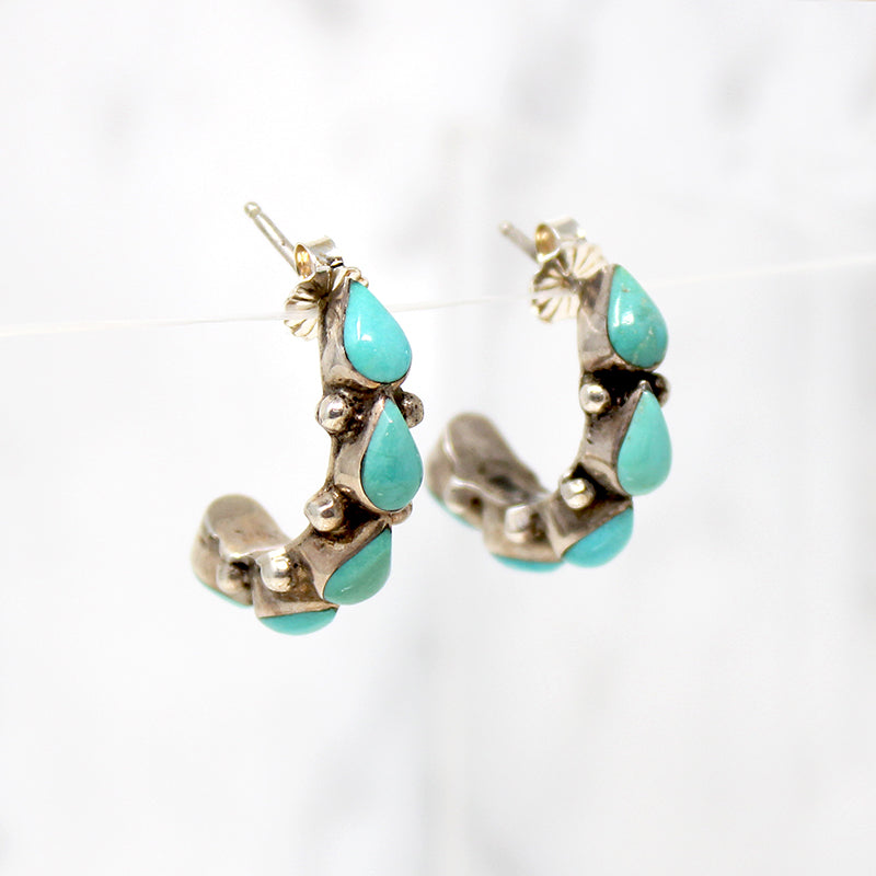 Turquoise Teardrop Hoops in Delicate Colors