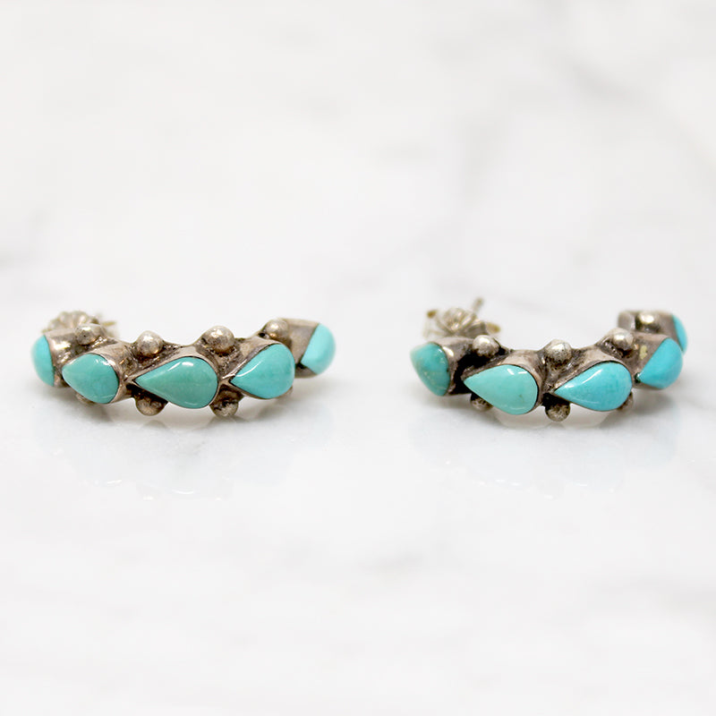Turquoise Teardrop Hoops in Delicate Colors