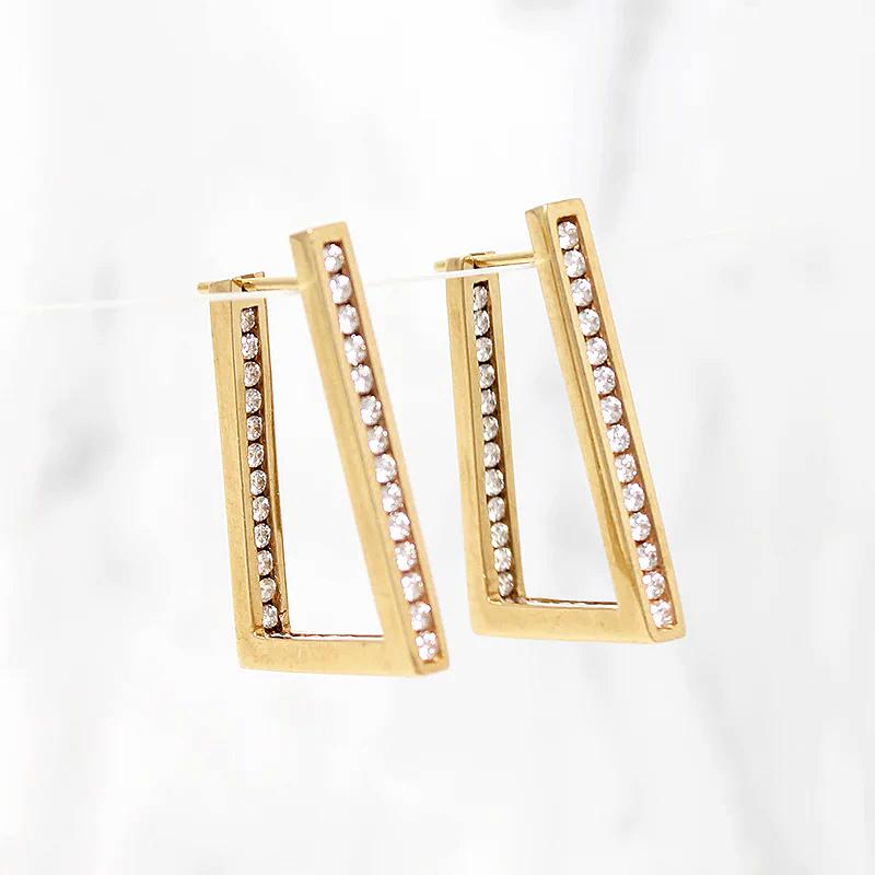 Fabulous Angular Hoops with Channel Set Diamonds