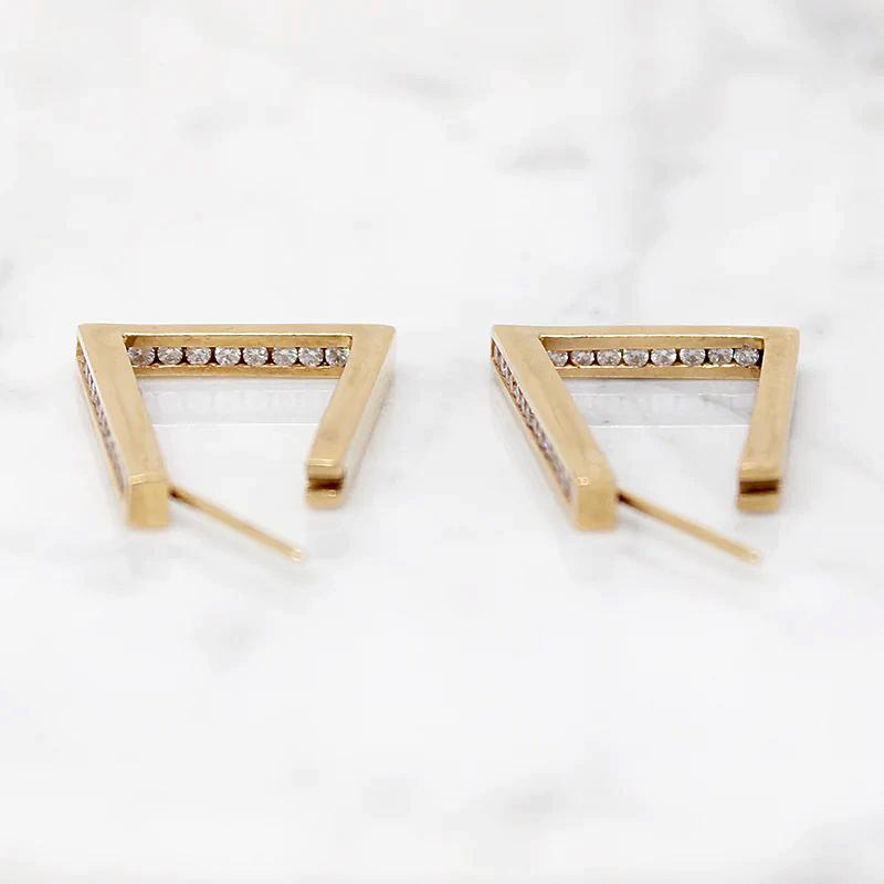 Fabulous Angular Hoops with Channel Set Diamonds