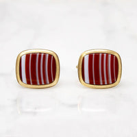 Tony Red & White Banded Agate Cufflinks