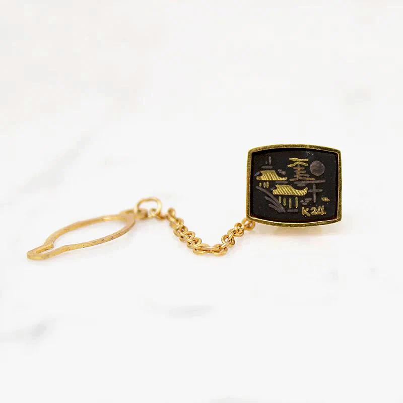 Moon Lit Japanese Village Tie Pin