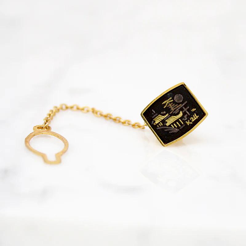 Moon Lit Japanese Village Tie Pin