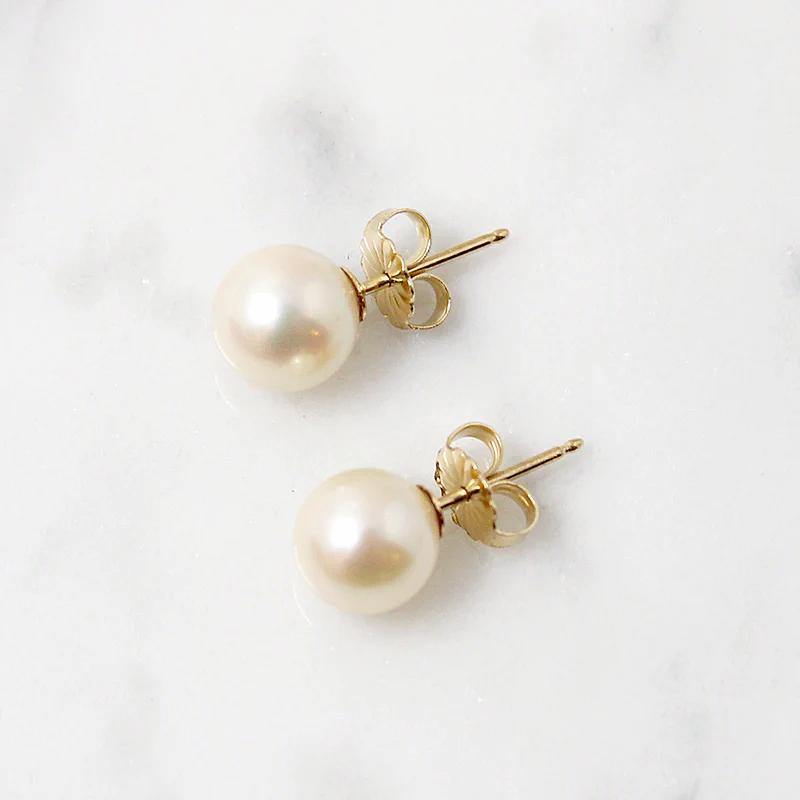 Timeless Vintage 7.7mm Cultured Pearl Stud Earrings