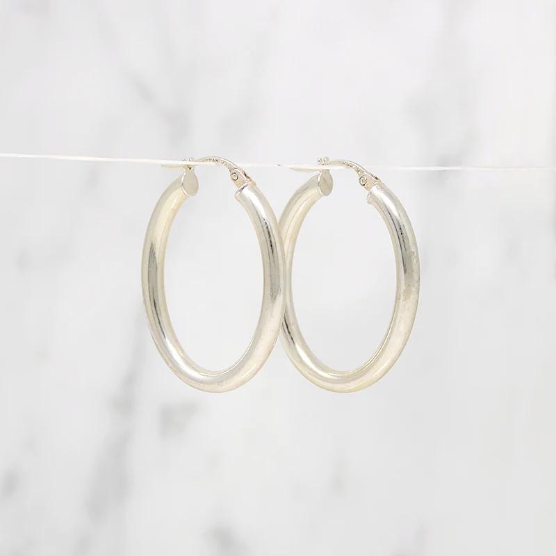Lightweight Oval Hoops in Sterling Silver