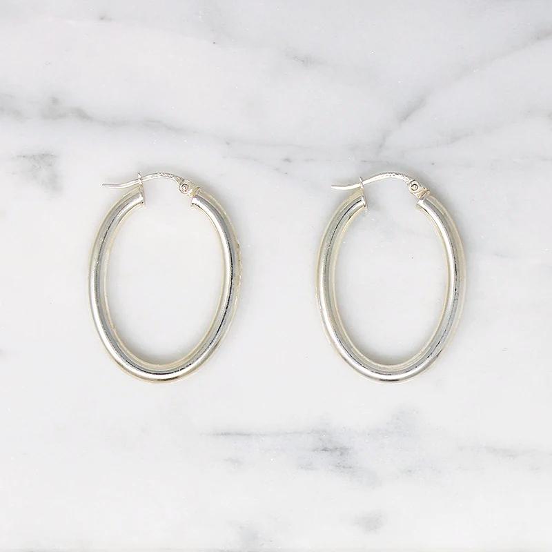 Lightweight Oval Hoops in Sterling Silver