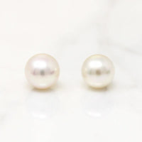 Classic Cultured Pearl Stud Earrings in White Gold