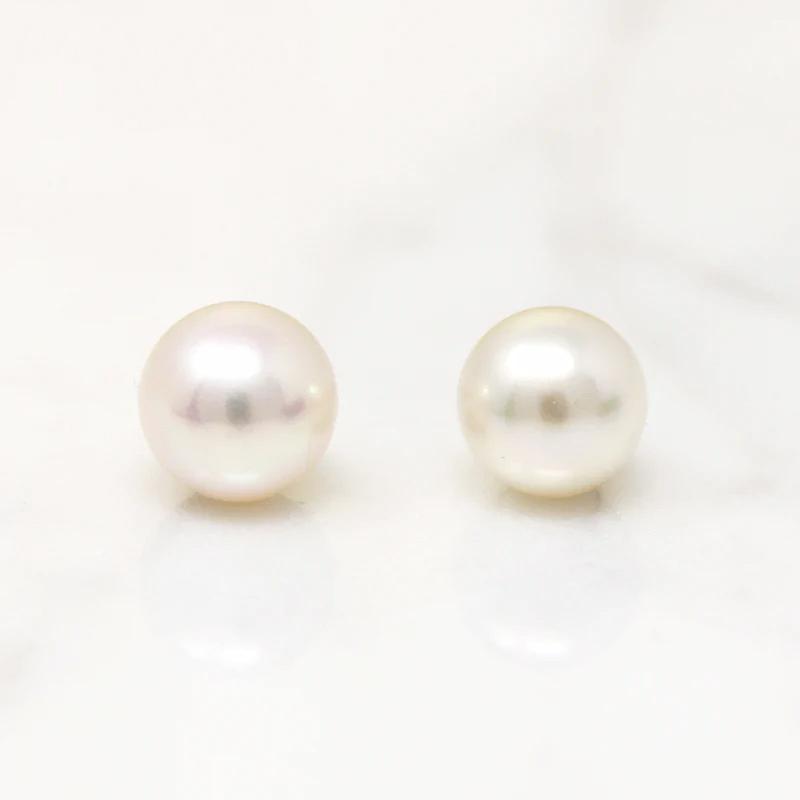Classic Cultured Pearl Stud Earrings in White Gold